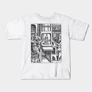 Vintage Printing Press Illustration Kids T-Shirt